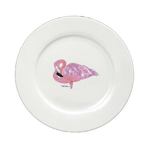Flamingo Round Ceramic White Salad Plate 8686-DPW by Caroline's Treasures