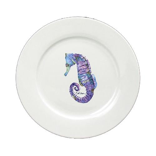 Seahorse Round Ceramic White Salad Plate 8639-DPW by Caroline's Treasures