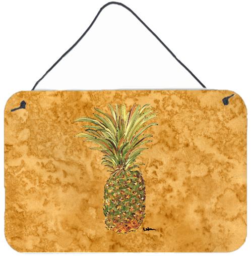 Pineapple  Indoor Aluminium Metal Wall or Door Hanging Prints by Caroline's Treasures