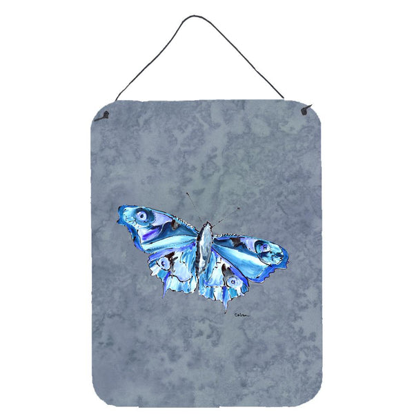 Butterfly on Gray Aluminium Metal Wall or Door Hanging Prints by Caroline's Treasures