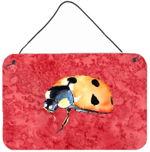 Lady Bug on Red Aluminium Metal Wall or Door Hanging Prints by Caroline's Treasures