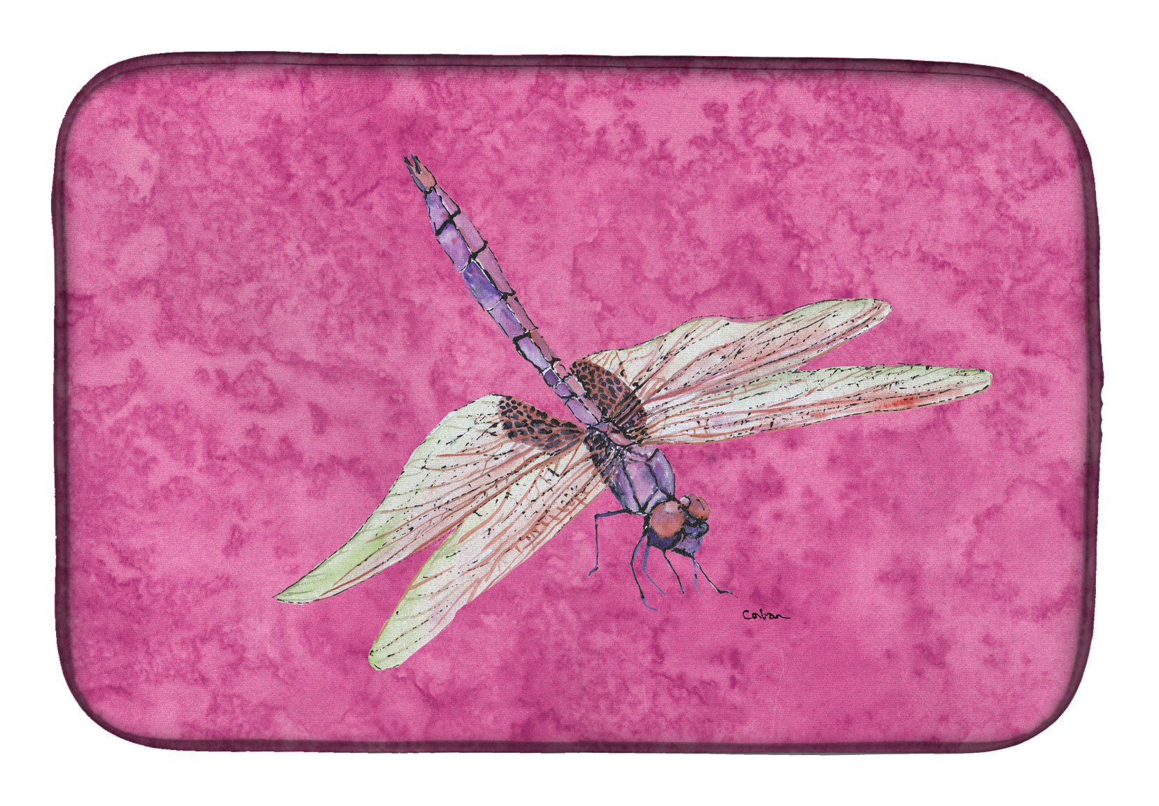 Caroline's Treasures Dragonfly on Purple Dish Drying Mat 8865ddm