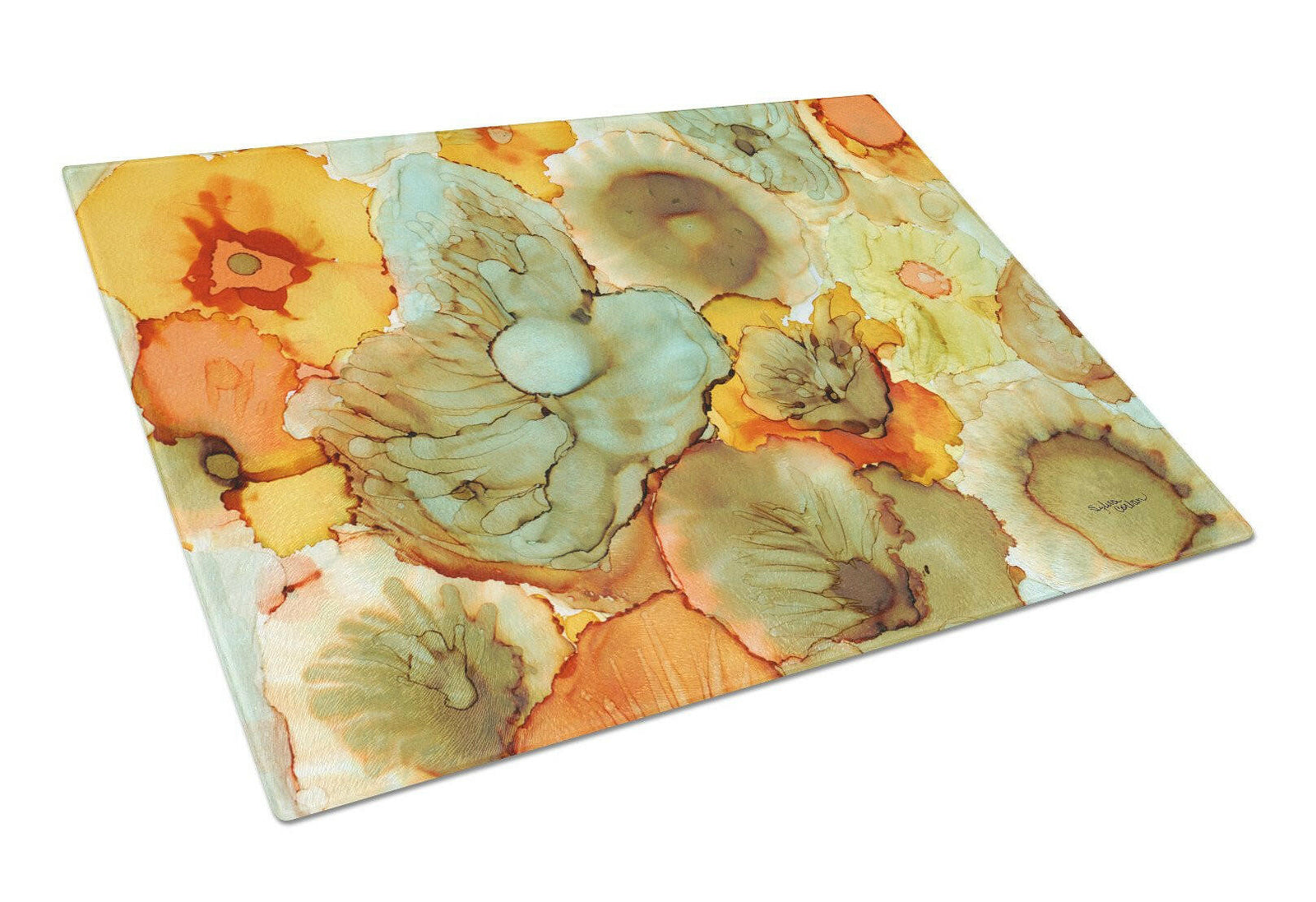 Yellow Sunflower Field Photo Tempered Glass Cutting Board by Koral