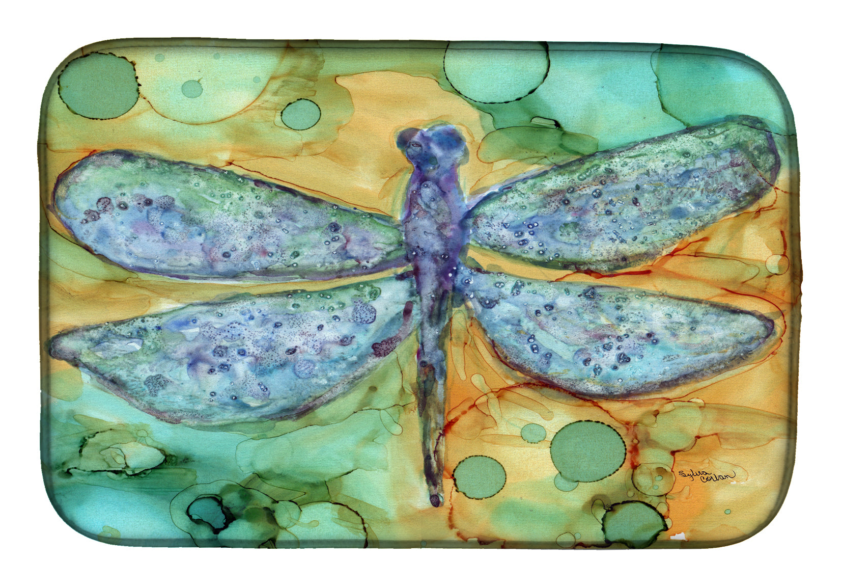 Caroline's Treasures Dragonfly on Purple Dish Drying Mat 8865ddm