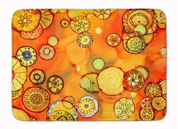 Abstract Flowers in Oranges and Yellows Machine Washable Memory Foam Mat 8987RUG - the-store.com