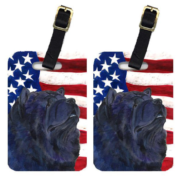 Pair of USA American Flag with Chow Chow Luggage Tags SS4028BT by Caroline's Treasures