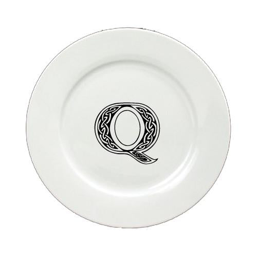 Letter Q Initial Monogram Celtic Ceramic White Dinner Plate CJ1059-Q-DPW-11 by Caroline's Treasures