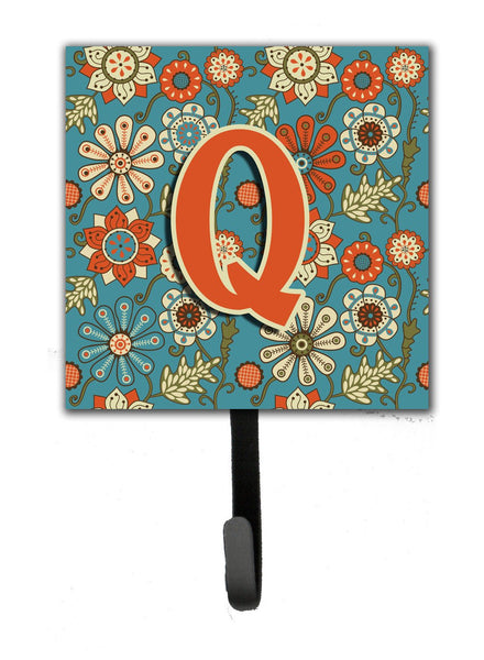 Letter Q Flowers Retro Blue Leash or Key Holder CJ2012-QSH4 by Caroline's Treasures