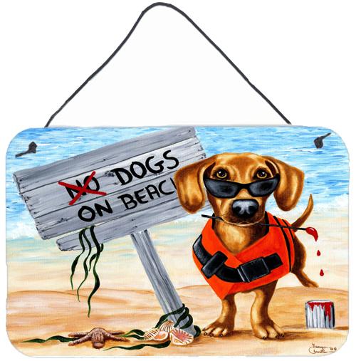 The Dog Beach Dachshund Wall or Door Hanging Prints by Caroline's Treasures