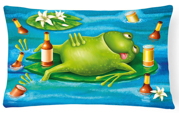 Frog Drinking Beer Fabric Decorative Pillow APH0093PW1216 by Caroline's Treasures