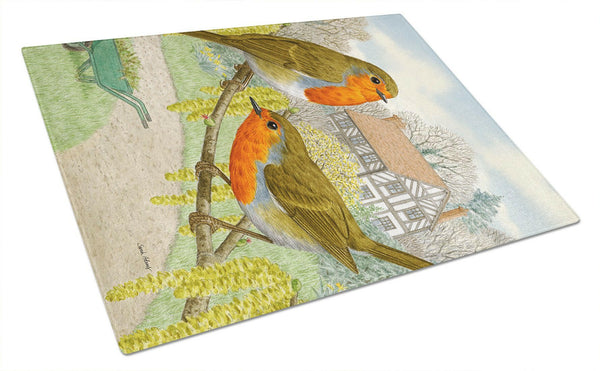 European Robins Glass Cutting Board Large ASA2097LCB by Caroline's Treasures