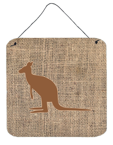 Kangaroo Burlap and Brown Aluminium Metal Wall or Door Hanging Prints BB1008 by Caroline's Treasures