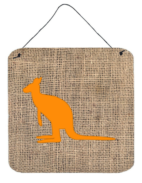 Kangaroo Burlap and Orange Aluminium Metal Wall or Door Hanging Prints BB1008 by Caroline's Treasures