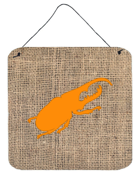 Beetle Burlap and Orange Aluminium Metal Wall or Door Hanging Prints BB1056 by Caroline's Treasures