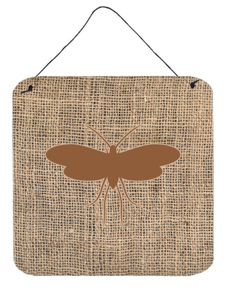 Moth Burlap and Brown Aluminium Metal Wall or Door Hanging Prints BB1058 by Caroline's Treasures