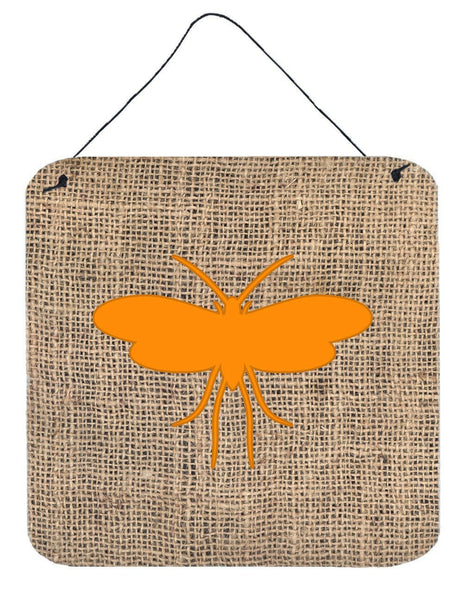 Moth Burlap and Orange Aluminium Metal Wall or Door Hanging Prints BB1058 by Caroline's Treasures