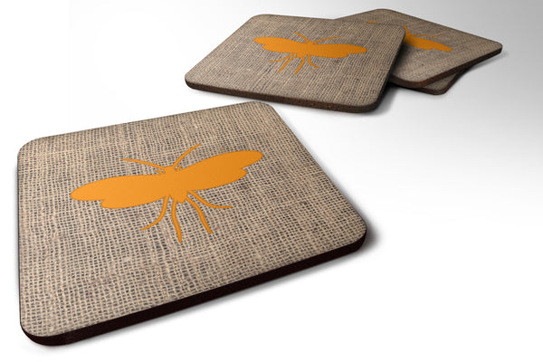 Set of 4 Moth Burlap and Orange Foam Coasters - the-store.com