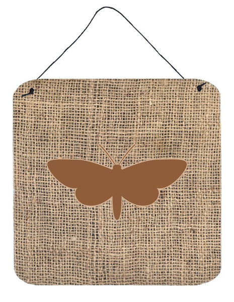 Moth Burlap and Brown Aluminium Metal Wall or Door Hanging Prints BB1059 by Caroline's Treasures