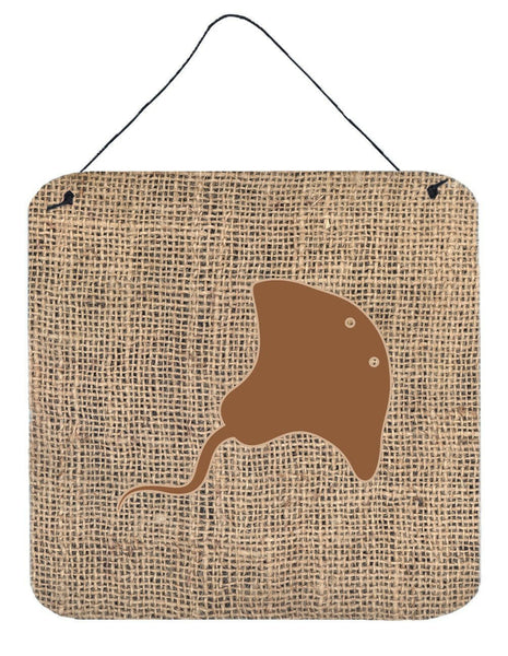 Stingray Burlap and Brown Aluminium Metal Wall or Door Hanging Prints BB1095 by Caroline's Treasures