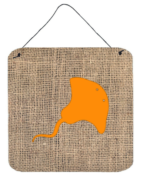 Stingray Burlap and Orange Aluminium Metal Wall or Door Hanging Prints BB1095 by Caroline's Treasures