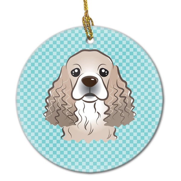 Checkerboard Blue Cocker Spaniel Ceramic Ornament BB1154CO1 by Caroline's Treasures