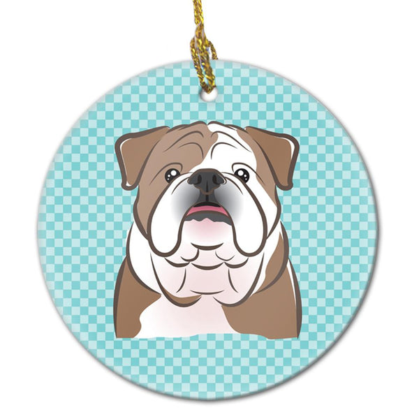 Checkerboard Blue English Bulldog  Ceramic Ornament BB1157CO1 by Caroline's Treasures