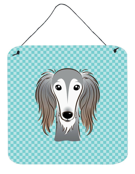 Checkerboard Blue Saluki Aluminium Metal Wall or Door Hanging Prints BB1167DS66 by Caroline's Treasures