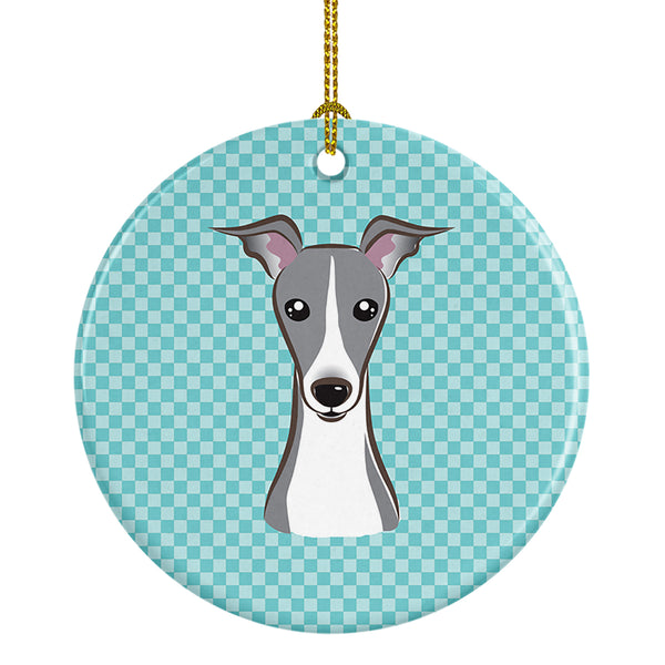 Checkerboard Blue Italian Greyhound Ceramic Ornament BB1174CO1 - the-store.com