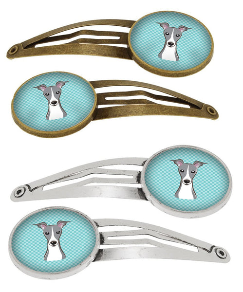 Checkerboard Blue Italian Greyhound Set of 4 Barrettes Hair Clips BB1174HCS4 by Caroline's Treasures