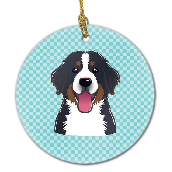 Checkerboard Blue Bernese Mountain Dog Ceramic Ornament BB1175CO1 by Caroline's Treasures