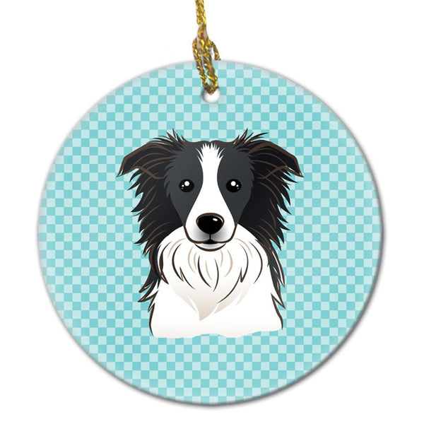 Checkerboard Blue Border Collie Ceramic Ornament BB1179CO1 by Caroline's Treasures