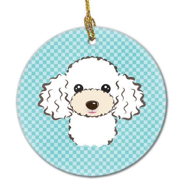 Checkerboard Blue White Poodle Ceramic Ornament BB1195CO1 by Caroline's Treasures