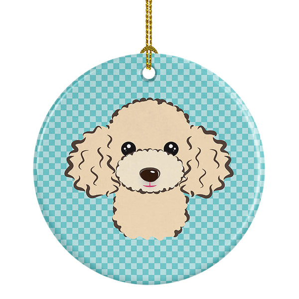 Checkerboard Blue Poodle Ceramic Ornament BB1196CO1 - the-store.com