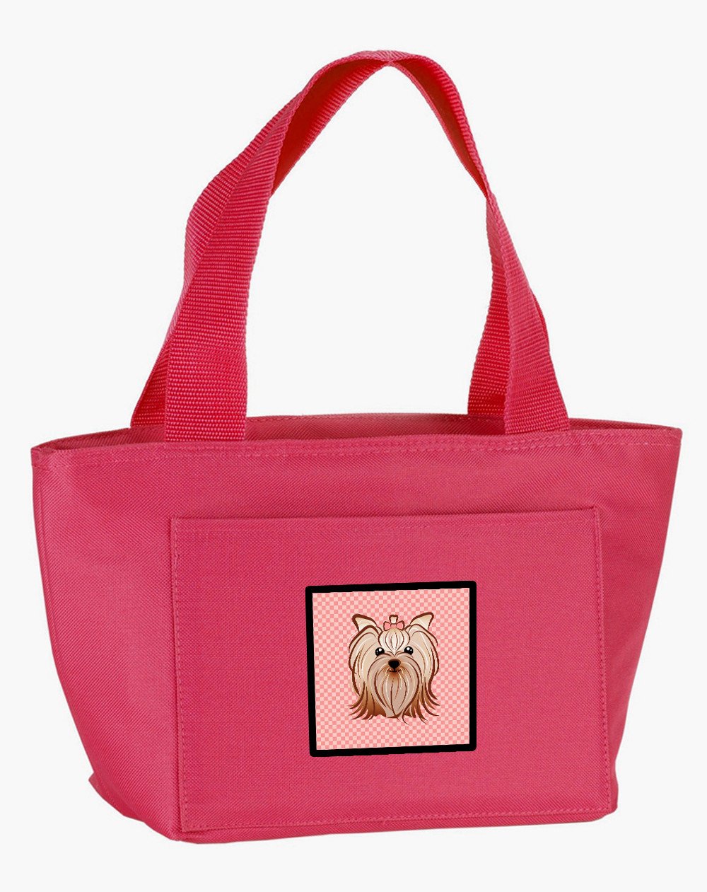 Checkerboard Pink Yorkie Yorkishire Terrier Lunch Bag BB1204PK-8808