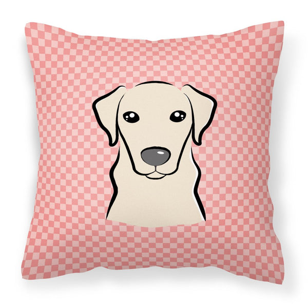 Checkerboard Pink Yellow Labrador Canvas Fabric Decorative Pillow by Caroline's Treasures