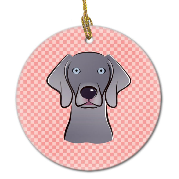 Checkerboard Blue Weimaraner Ceramic Ornament by Caroline's Treasures