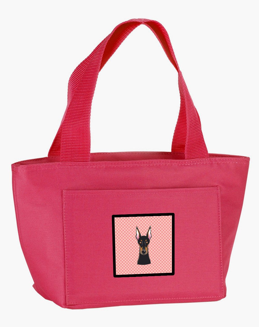 Checkerboard Pink Doberman Lunch Bag BB1245PK-8808