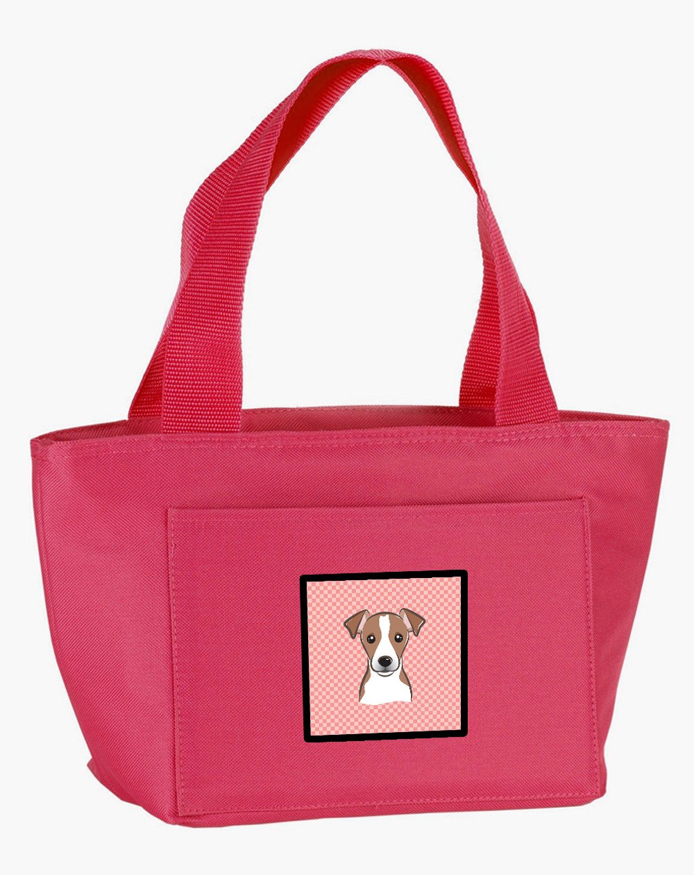 Checkerboard Pink Jack Russell Terrier Lunch Bag BB1260PK-8808