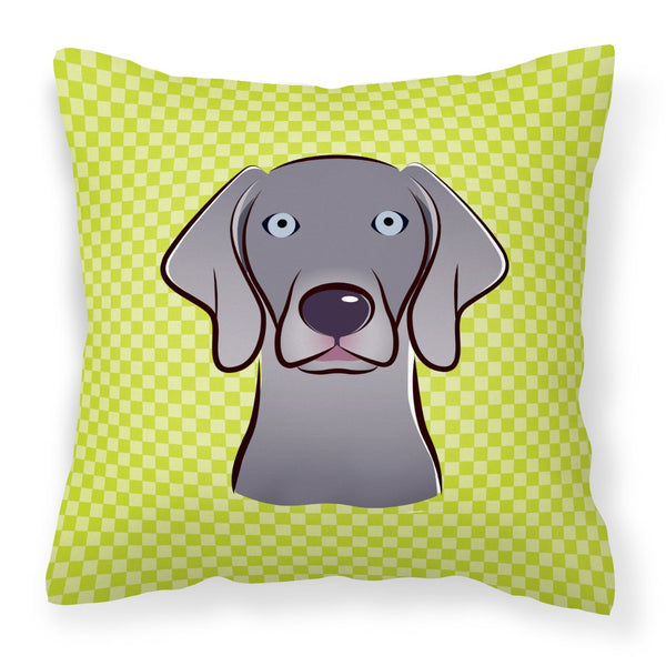 Checkerboard Lime Green Weimaraner Canvas Fabric Decorative Pillow by Caroline's Treasures