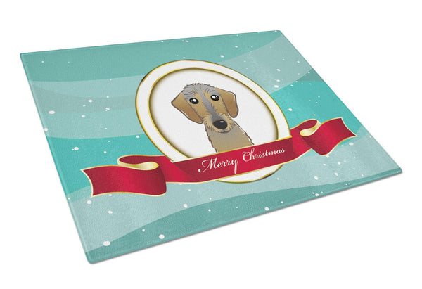 Wirehaired Dachshund Merry Christmas Glass Cutting Board Large BB1543LCB by Caroline's Treasures