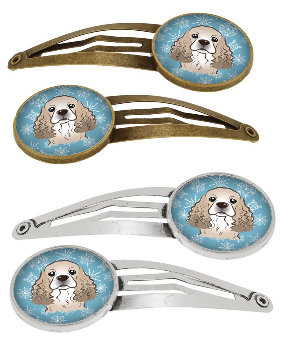 Snowflake Cocker Spaniel Set of 4 Barrettes Hair Clips BB1650HCS4