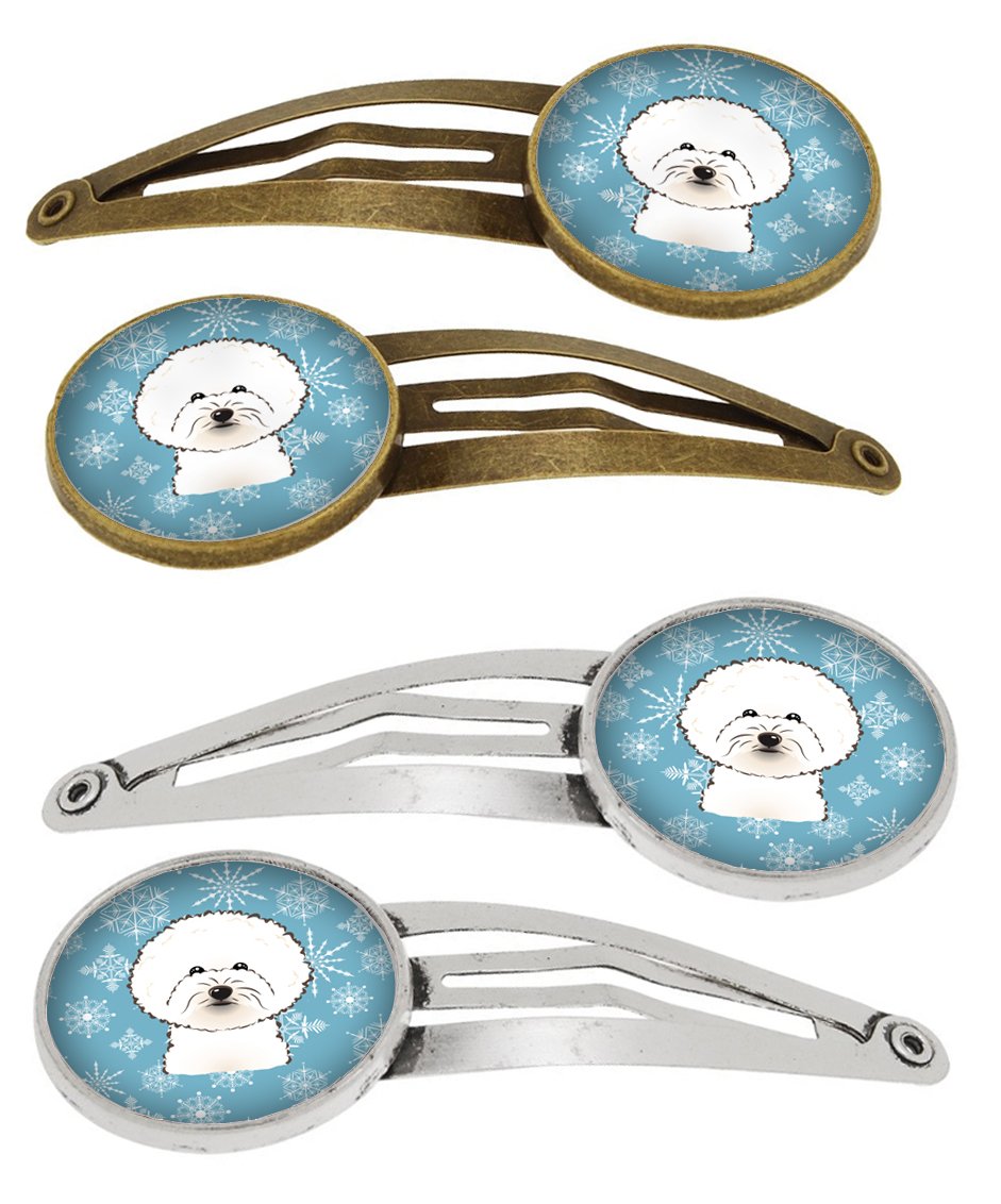 Snowflake Bichon Frise Set of 4 Barrettes Hair Clips BB1651HCS4