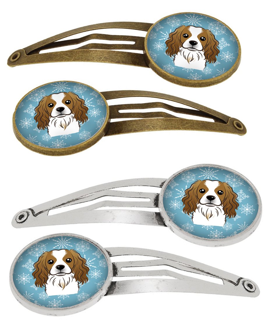 Snowflake Cavalier Spaniel Set of 4 Barrettes Hair Clips BB1658HCS4