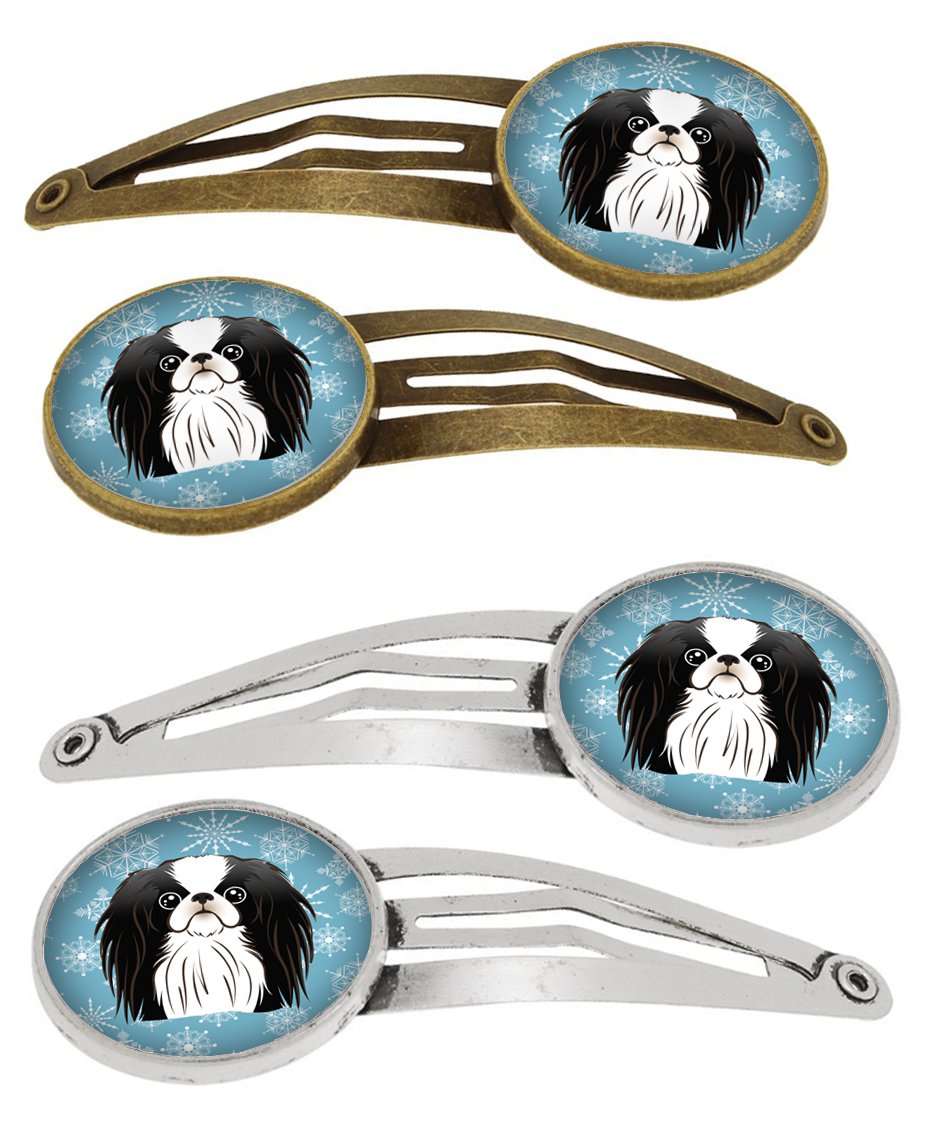 Snowflake Japanese Chin Set of 4 Barrettes Hair Clips BB1664HCS4