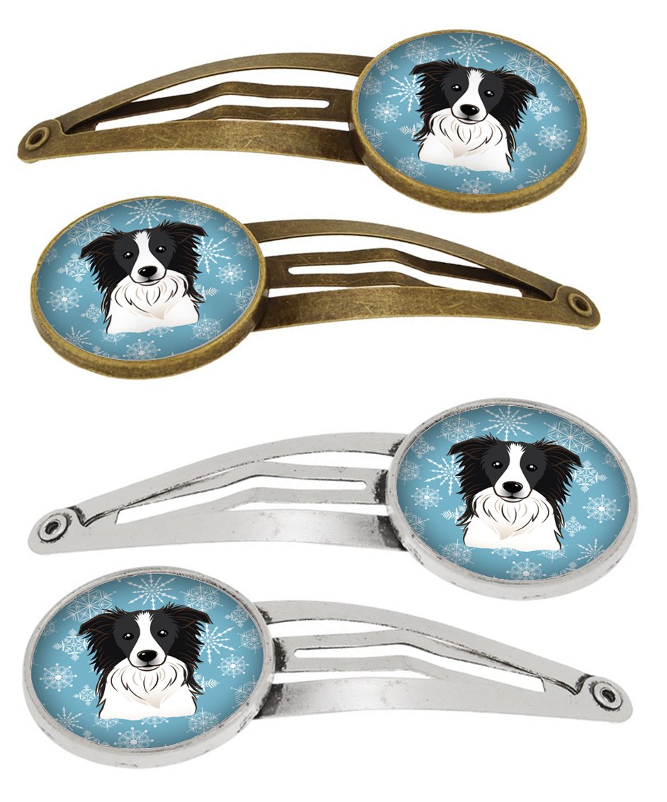 Snowflake Border Collie Set of 4 Barrettes Hair Clips BB1675HCS4