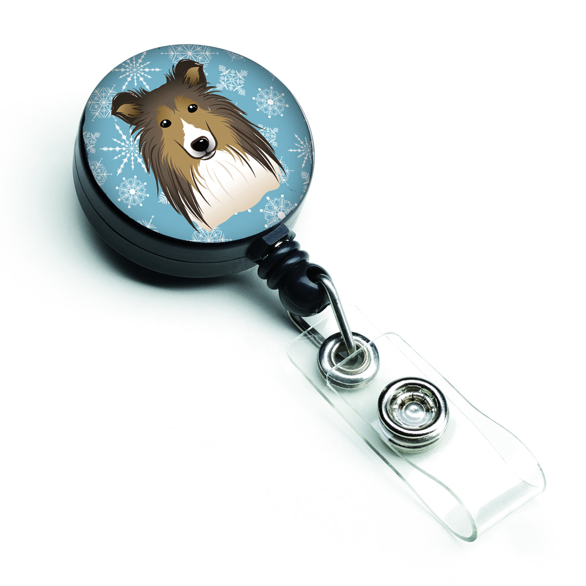 Carolines Treasures BB1242BR Checkerboard Pink Sheltie Retractable Badge  Reel 