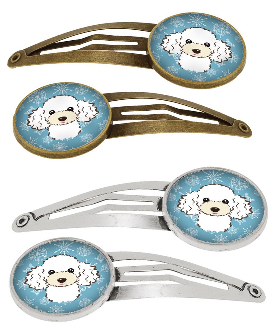 Snowflake White Poodle Set of 4 Barrettes Hair Clips BB1691HCS4