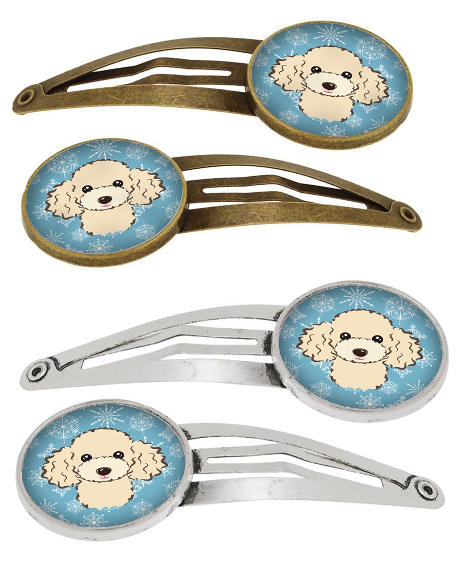 Snowflake Buff Poodle Set of 4 Barrettes Hair Clips BB1692HCS4