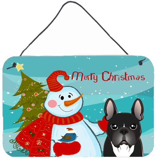 Snowman+with+French+Bulldog+Wall+or+Door+Hanging+Prints+BB1847DS812+by+Caroline's+Treasures