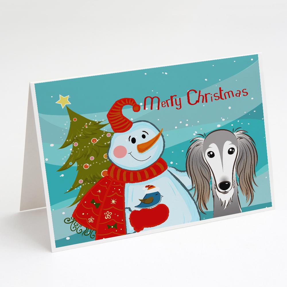 Buy+this+Snowman+with+Saluki+Greeting+Cards+and+Envelopes+Pack+of+8